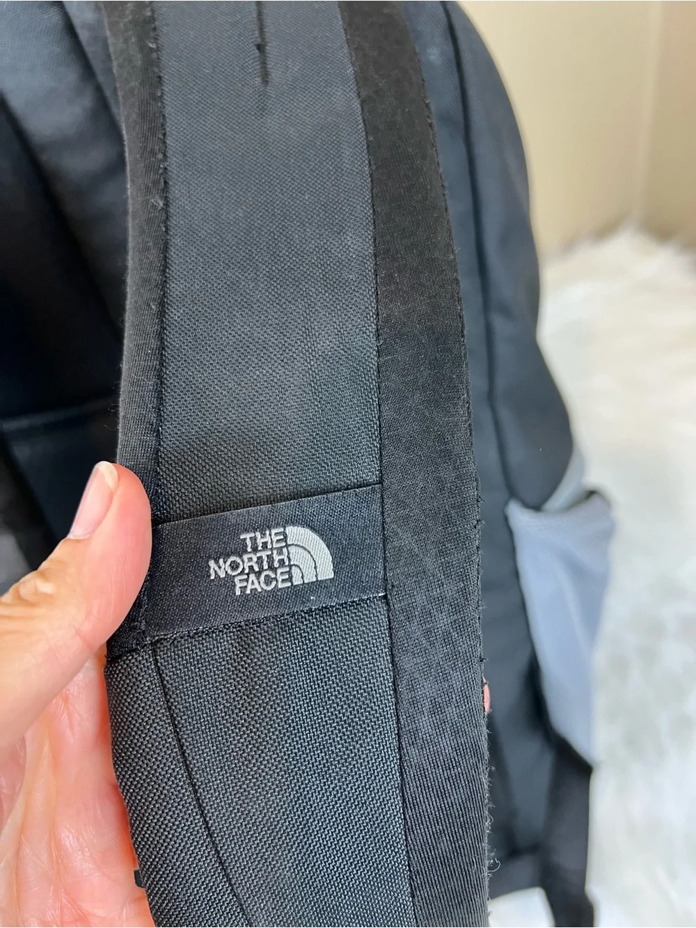 The North Face Light Gray Crestone Backpack with Black Accents